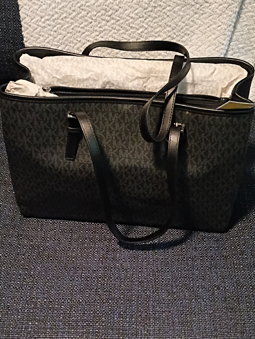 Michael Kors Jet Set Travel Black Tote Bag with Leather Straps